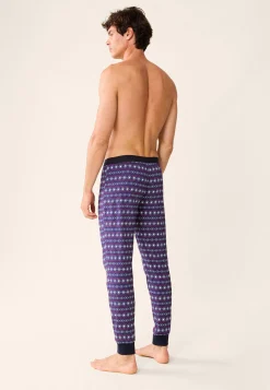 Le slip français Collection Cadeaux|Bas De Pyjamas<Bas de pyjama en coton-Manu Flocon Bleu