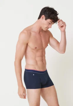Le slip français Boxers|Boxers<Boxer court en coton brodé 2 Etoiles-Marius 2 Etoiles Bleu