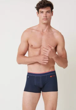 Le slip français Boxers|Boxers<Boxer en coton brodé-Marius Marine Cœur Papa Bleu