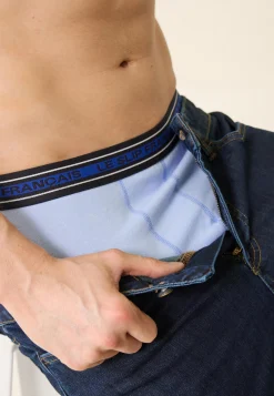 Le slip français Broderie 🪡|Boxers<Boxer en coton-Marius Ciel Ceinture Indigo Bleu