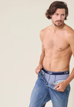 Le slip français Boxers|Boxers<Boxer en coton-Marius Chevron Poussière Bleu