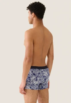 Le slip français Boxers|Boxers<Boxer en coton-Marius Imprimé Sylve Acier Bleu