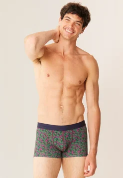 Le slip français Boxers|Boxers<Boxer en coton-Marius Imprimé Poppy Epicéa Betterave Vert