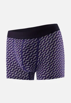 Le slip français Boxers|Boxers<Boxer en coton-Marius Imprimé Diagonale Marine Velours Blanc