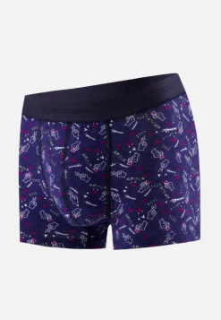 Le slip français Boxers|Boxers<Boxer en coton-Marius Imprimé Gufi Acier Betterave Bleu