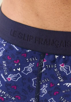 Le slip français Boxers|Boxers<Boxer en coton-Marius Imprimé Gufi Acier Betterave Bleu