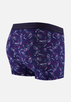 Le slip français Boxers|Boxers<Boxer en coton-Marius Imprimé Gufi Acier Betterave Bleu