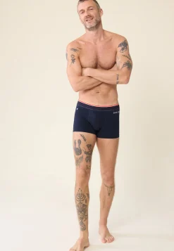 Le slip français Boxers|Boxers<Boxer en coton-Marius Marine brodé Beau Paquet Bleu