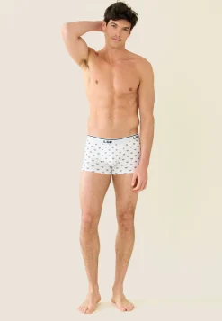 Le slip français Boxers|Boxers<Boxer en coton-Marius Petit Coeur Marine Blanc