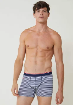 Le slip français Boxers|Boxers<Boxer long en coton-Michel Marinière Bleu