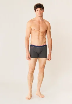Le slip français Broderie 🪡|Boxers<Boxer long en coton-Michel Anthracite Gris