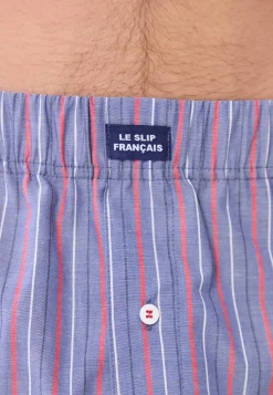 Le slip français Caleçons|Caleçons<Caleçon en coton-Jacques Rayures Tricolores Bleu