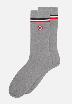Le slip français Broderie 🪡<Chaussettes mi-hautes en coton-Lucas Drapeau Chiné Gris