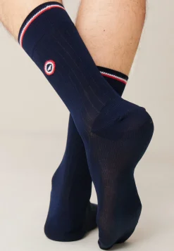 Le slip français Broderie 🪡|Chaussettes En Fil D'Ecosse<Chaussettes mi-hautes en fil d'Ecosse-Nessy Marine Bleu