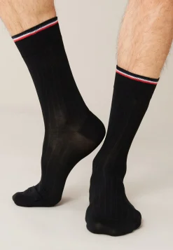 Le slip français Chaussettes En Fil D'Ecosse|Chaussettes En Fil D'Ecosse<Chaussettes mi-hautes en fil d'Ecosse-Nessy Noir