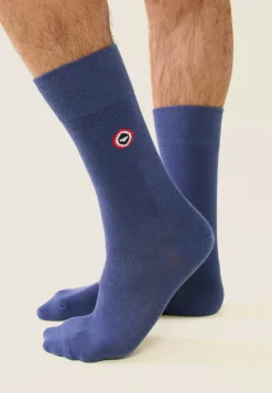 Le slip français Chaussettes En Coton|Chaussettes En Coton<Chaussettes mi-hautes-Lucas Uni Acier Bleu