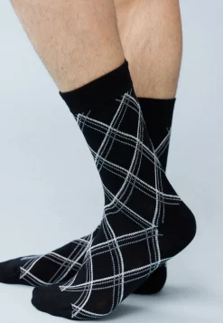 Le slip français Chaussettes En Coton|Chaussettes En Coton<Chaussettes mi-hautes-Lucas Tartan Noir