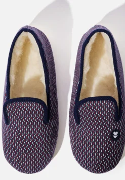 Le slip français Chaussons|Chaussons<Chaussons d'intérieur en laine-Pantoufles Zig Zag Blanc