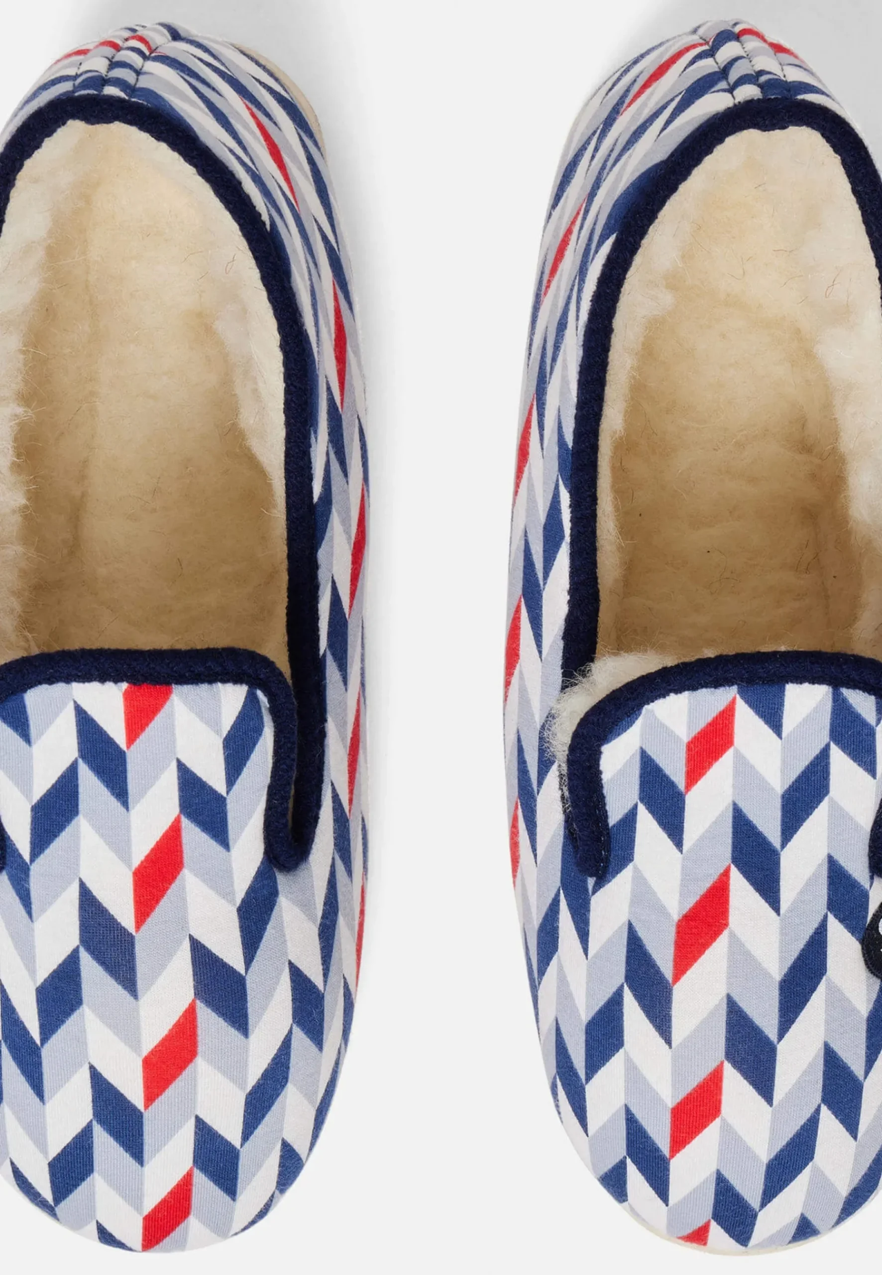Le slip français Collection Cadeaux|Chaussons<Chaussons d'intérieur en laine-Pantoufles Chevron Bleu Rouge Blanc