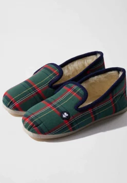 Le slip français Chaussons|Chaussons<Chaussons d'intérieur en laine-Pantoufles Carreaux Vert
