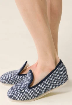 Le slip français Chaussons|Chaussons<Chaussons d'intérieur en laine-Pantoufles Chevron Tricolore Bleu