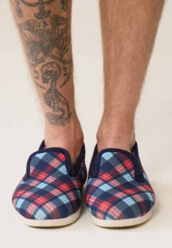 Le slip français Chaussons|Chaussons<Chaussons d'intérieur en laine-Pantoufles Tartan Bleu