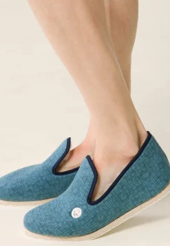 Le slip français Charentaises|Chaussons<Chaussons d'intérieur en laine-Charentaise imprimé Athlète Bleu