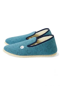 Le slip français Charentaises|Chaussons<Chaussons d'intérieur en laine-Charentaise imprimé Athlète Bleu