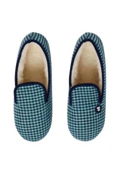 Le slip français Chaussons|Chaussons<Chaussons en flanelle-Pantoufles Vichy Minéral Bleu