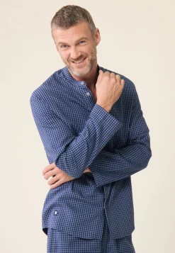 Le slip français Hauts De Pyjamas|Hauts De Pyjamas<Chemise de pyjama en flanelle-Tomer Vichy Gris Bleu