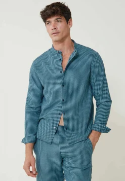 Le slip français Hauts De Pyjamas|Hauts De Pyjamas<Chemise en flanelle-Tomer Vichy Minéral Bleu