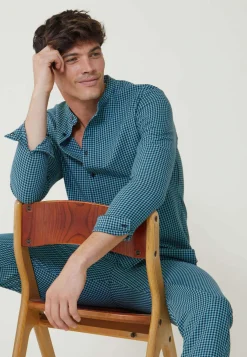 Le slip français Hauts De Pyjamas|Hauts De Pyjamas<Chemise en flanelle-Tomer Vichy Minéral Bleu