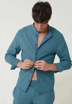 Le slip français Hauts De Pyjamas|Hauts De Pyjamas<Chemise en flanelle-Tomer Vichy Minéral Bleu
