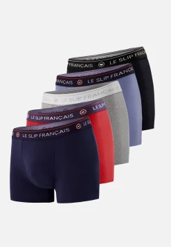 Le slip français Packs De Boxers|Packs Sous-Vêtements<Cinquo de boxers en coton-Pack Cinquo Boxer Redoutable Noir Jean Marine Rouge Cerise Gris Chiné Bleu