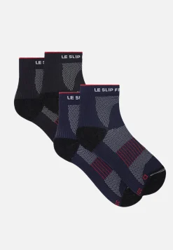 Le slip français Chaussettes De Sport|Chaussettes De Sport<Duo de chaussettes courtes en polyamide-Pack Chaussettes Gaetan Marine Noir Bleu