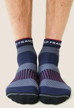 Le slip français Chaussettes De Sport|Chaussettes De Sport<Duo de chaussettes courtes en polyamide-Pack Chaussettes Gaetan Marine Blanc