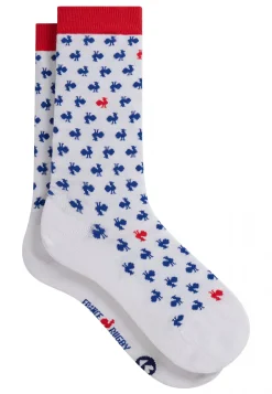 Le slip français Chaussettes En Coton|Chaussettes En Coton<Duo de chaussettes en coton-Lucas Duo Coq Blanc Rouge XV de France Bleu