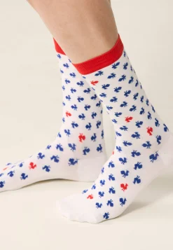 Le slip français Chaussettes En Coton|Chaussettes En Coton<Duo de chaussettes en coton-Lucas Duo Coq Blanc Rouge XV de France Bleu