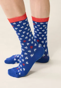 Le slip français Chaussettes En Coton|Chaussettes En Coton<Duo de chaussettes en coton-Lucas Duo Coq Blanc Rouge XV de France Bleu