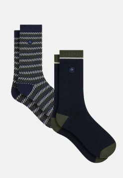 Le slip français Pack De Chaussettes|Packs De Chaussettes<Duo de chaussettes mi-hautes en coton-Lucas Duo Navy/Végétal Bleu