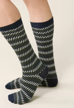 Le slip français Pack De Chaussettes|Packs De Chaussettes<Duo de chaussettes mi-hautes en coton-Lucas Duo Navy/Végétal Bleu