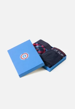 Le slip français Coffrets Cadeaux|Collection Cadeaux<Duo de slips en coton-Coffret Duo Slip Terrible Marine Intrépide Tartan Bleu