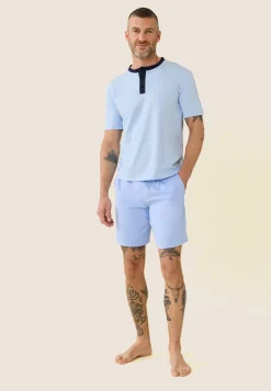 Le slip français Ensembles De Pyjamas|Ensemble De Pyjamas<Ensemble de pyjama t-shirt et short en coton-Ensemble Pyjama Yvan ciel Bleu