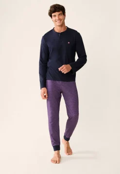 Le slip français Collection Cadeaux|Ensembles De Pyjamas<Ensemble de pyjama t-shirt et pantalon en coton-Ensemble Pyjama Sebastien Kdo Bleu