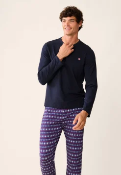 Le slip français Collection Cadeaux|Ensembles De Pyjamas<Ensemble de pyjama t-shirt et pantalon en coton-Ensemble Pyjama Sebastien Kdo Bleu