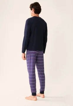 Le slip français Collection Cadeaux|Ensembles De Pyjamas<Ensemble de pyjama t-shirt et pantalon en coton-Ensemble Pyjama Manuel Flocon Bleu