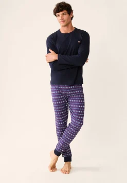 Le slip français Collection Cadeaux|Ensembles De Pyjamas<Ensemble de pyjama t-shirt et pantalon en coton-Ensemble Pyjama Manuel Flocon Bleu