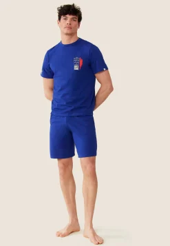 Le slip français Ensembles De Pyjamas|Ensemble De Pyjamas<Ensemble pyjama t-shirt et short en coton-Ensemble Pyjama Equipe de France Indigo Bleu