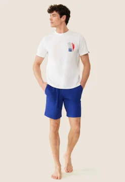 Le slip français Ensembles De Pyjamas|Ensemble De Pyjamas<Ensemble pyjama t-shirt et short en coton-Ensemble Pyjama Equipe de France Indigo Blanc