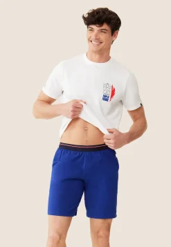 Le slip français Ensembles De Pyjamas|Ensemble De Pyjamas<Ensemble pyjama t-shirt et short en coton-Ensemble Pyjama Equipe de France Indigo Blanc